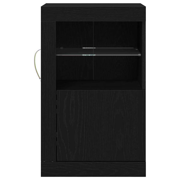 LED Sideboard 2er Set Schwarz Eichenoptik