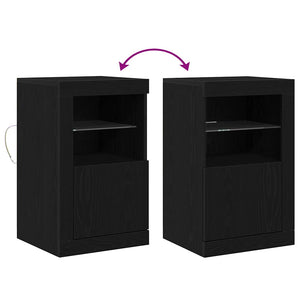 LED Sideboard 2er Set Schwarz Eichenoptik
