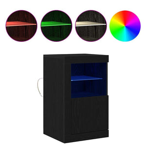 LED Sideboard 2er Set Schwarz Eichenoptik