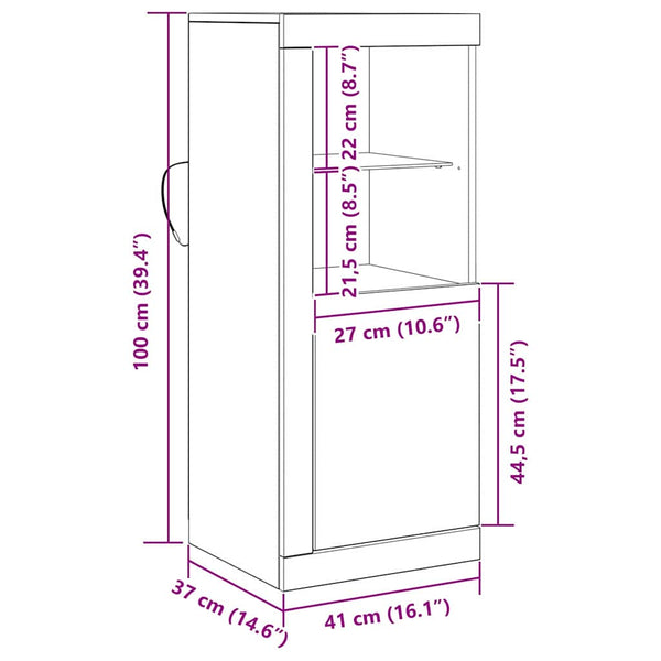 LED Sideboard Schwarz 100 cm