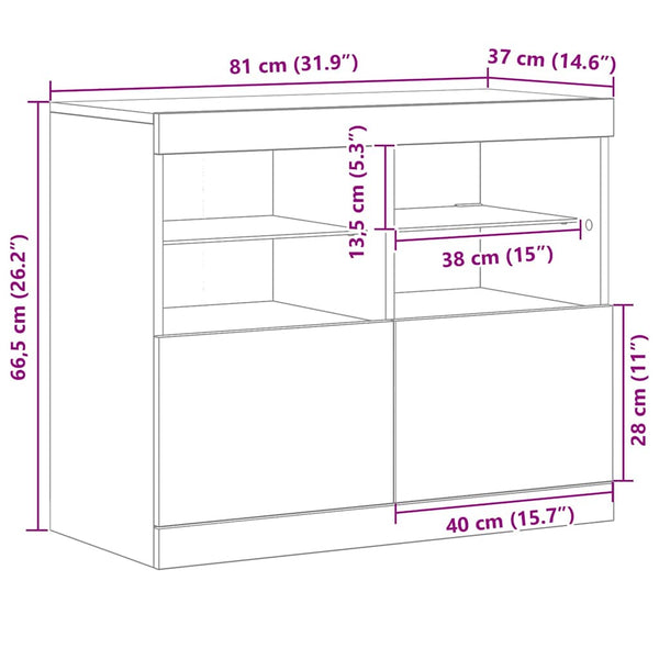 LED Sideboard Schwarz 81 cm