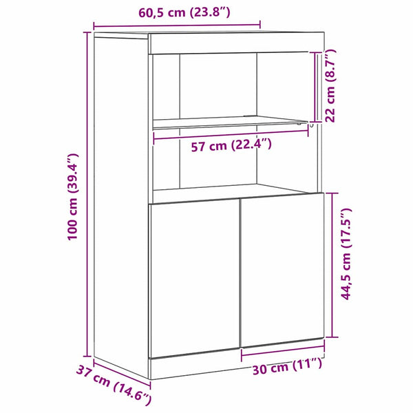 Schwarzes LED Sideboard 60cm