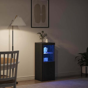 LED Sideboard Schwarz Eiche Optik 100cm