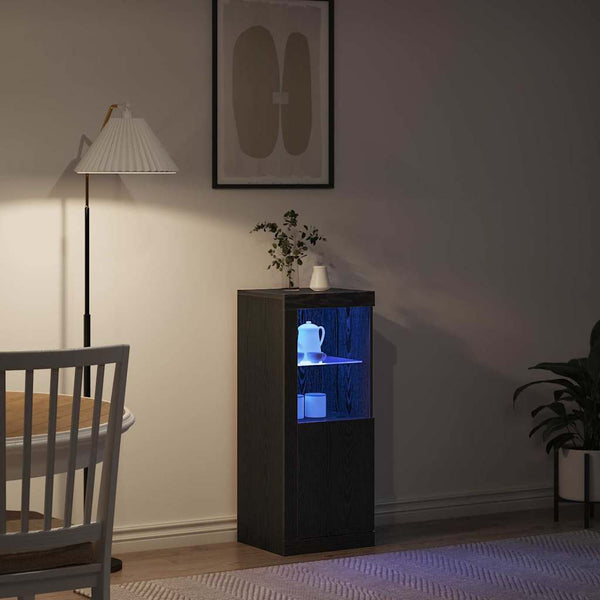 LED Sideboard Schwarz Eiche Optik 100cm