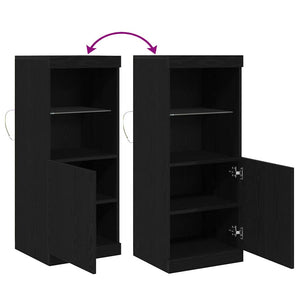 LED Sideboard Schwarz Eiche Optik 100cm