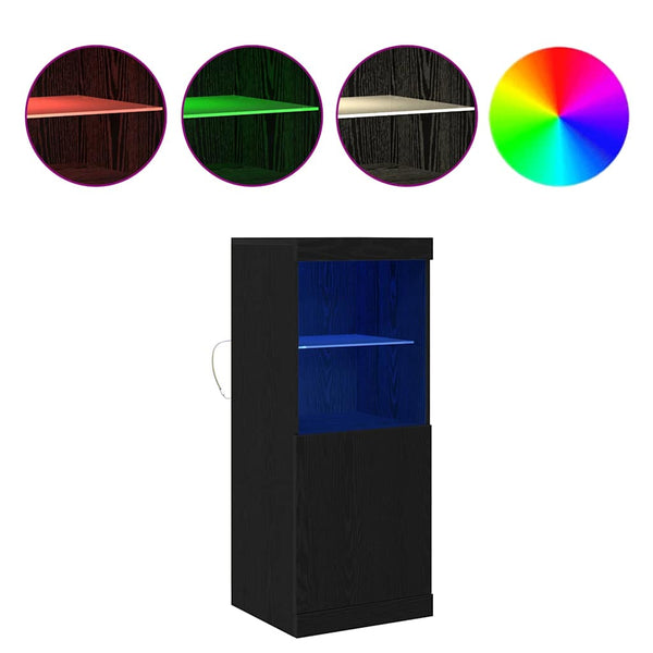 LED Sideboard Schwarz Eiche Optik 100cm