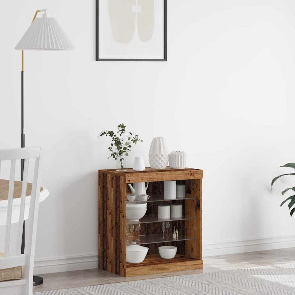vidaXL LED Sideboard Reclaimed Wood 60.5 x 37 x 67 cm Engineered Wood