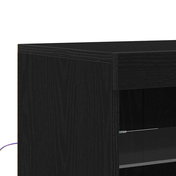 vidaXL LED Sideboard Black Oak Look 60.5 x 37 x 67 cm
