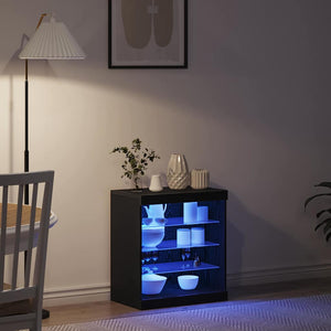 vidaXL LED Sideboard Black Oak Look 60.5 x 37 x 67 cm