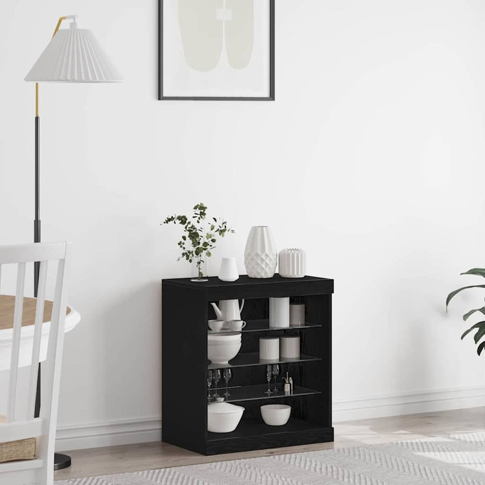vidaXL LED Sideboard Black Oak Look 60.5 x 37 x 67 cm