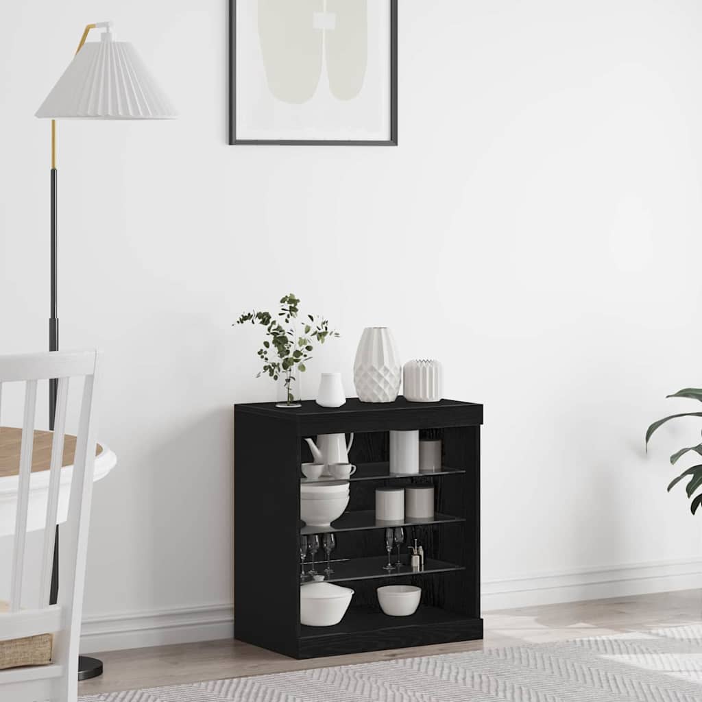 vidaXL LED Sideboard Black Oak Look 60.5 x 37 x 67 cm