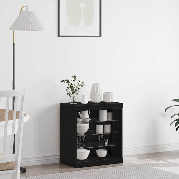 vidaXL LED Sideboard Black Oak Look 60.5 x 37 x 67 cm