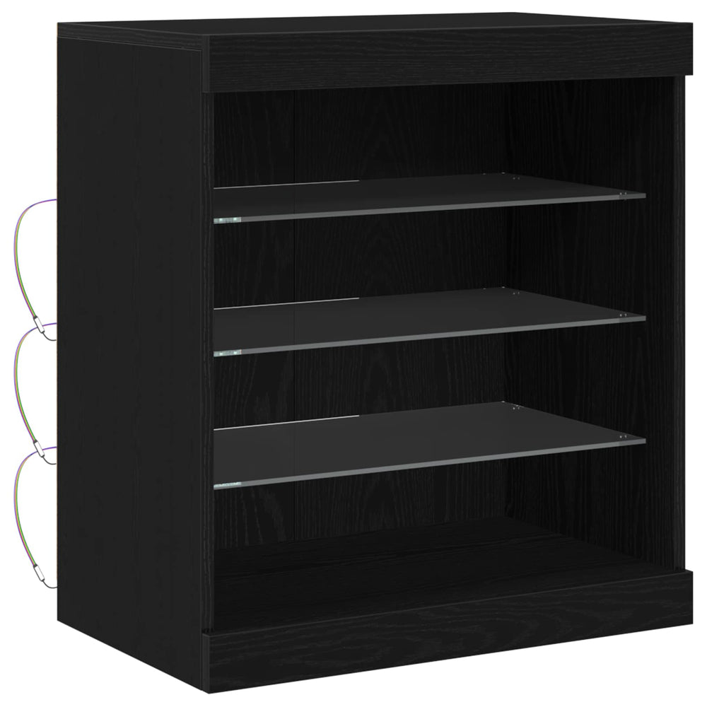 vidaXL LED Sideboard Black Oak Look 60.5 x 37 x 67 cm