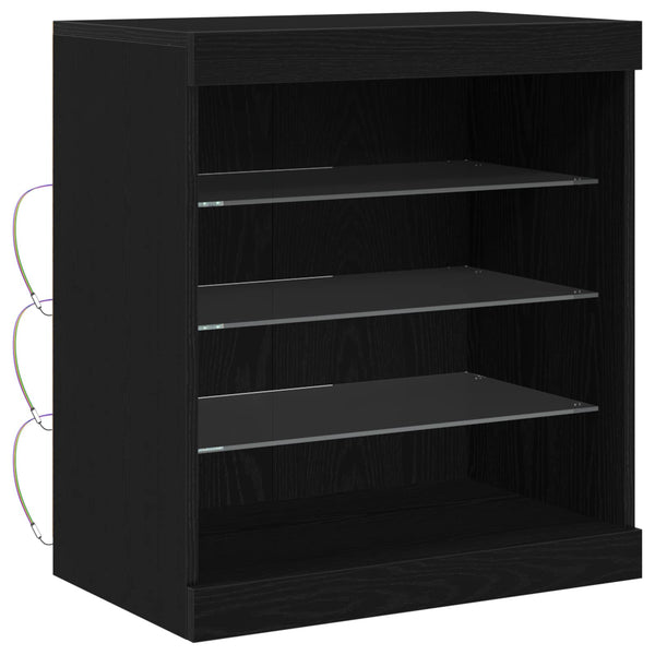 vidaXL LED Sideboard Black Oak Look 60.5 x 37 x 67 cm