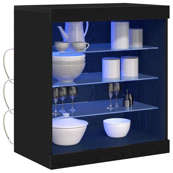vidaXL LED Sideboard Black Oak Look 60.5 x 37 x 67 cm