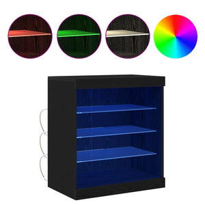 vidaXL LED Sideboard Black Oak Look 60.5 x 37 x 67 cm