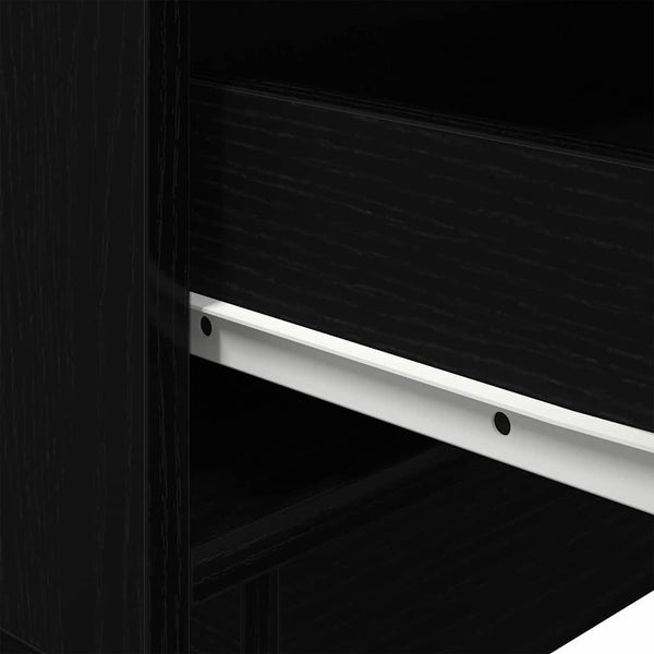 Schwarzer Nachttisch Eichenoptik mit LED