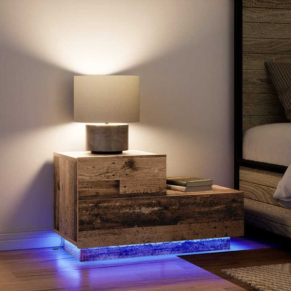 Nachttisch Altholz mit LED-Streifen
