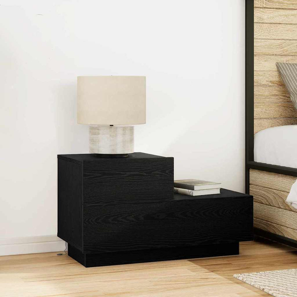 vidaXL Nightstand Black Oak Look 70 x 36 x 40.5 cm Engineered Wood