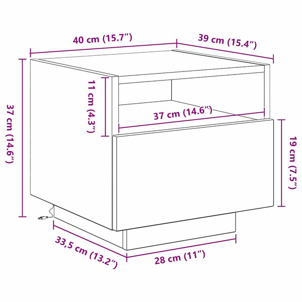 Nachttisch Artisan Eiche mit LED
