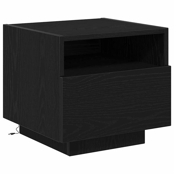 Nachttisch Schwarz Eiche Optik mit LED
