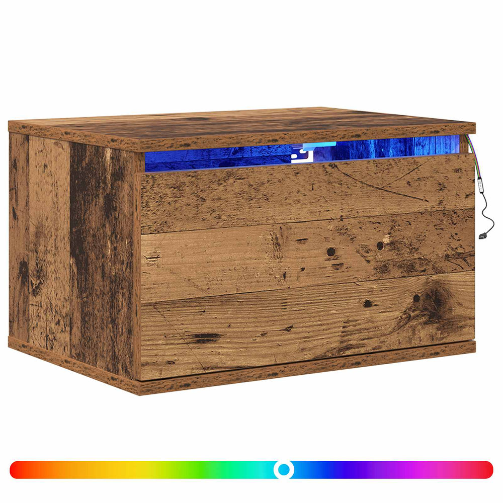 Wandmontiertes Nachttischchen Altholz