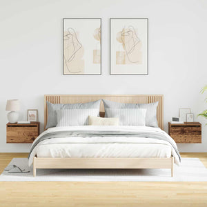 Wandmontierte Nachttische 2er Set Altholz
