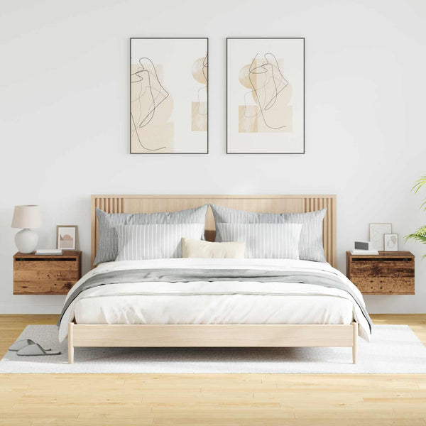 Wandmontierte Nachttische 2er Set Altholz