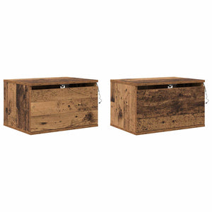 Wandmontierte Nachttische 2er Set Altholz