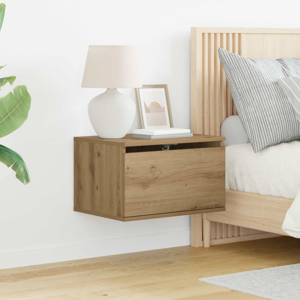Wand-Nachttisch 2er-Set Eiche
