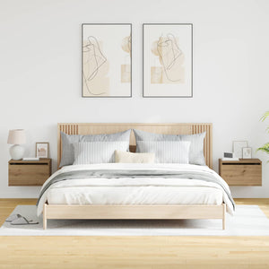Wand-Nachttisch 2er-Set Eiche