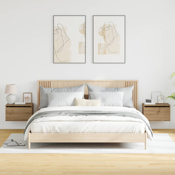 Wand-Nachttisch 2er-Set Eiche