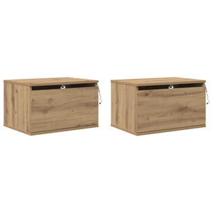 Wand-Nachttisch 2er-Set Eiche