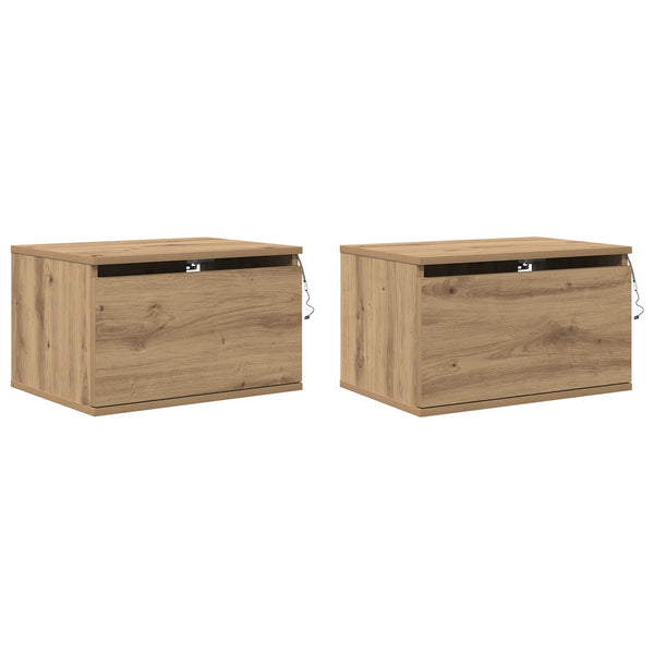 Wand-Nachttisch 2er-Set Eiche
