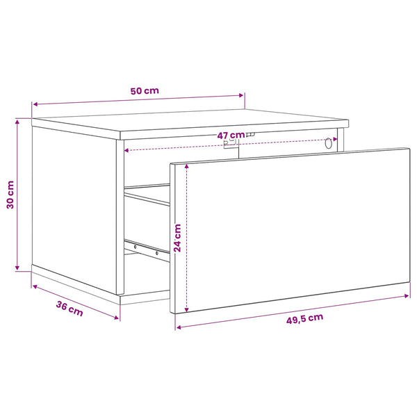 Wand-Nachttisch 2er-Set Eiche