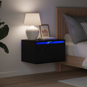 Wand-Nachttisch Schwarz Eiche mit LED