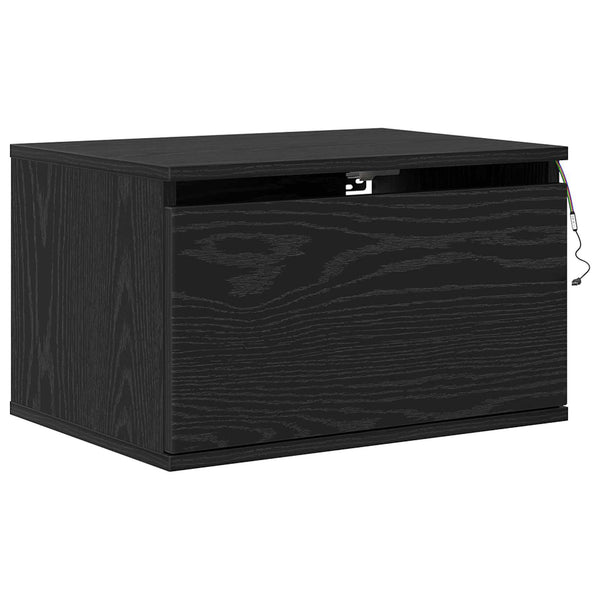 Wand-Nachttisch Schwarz Eiche mit LED