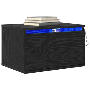 Wand-Nachttisch Schwarz Eiche mit LED
