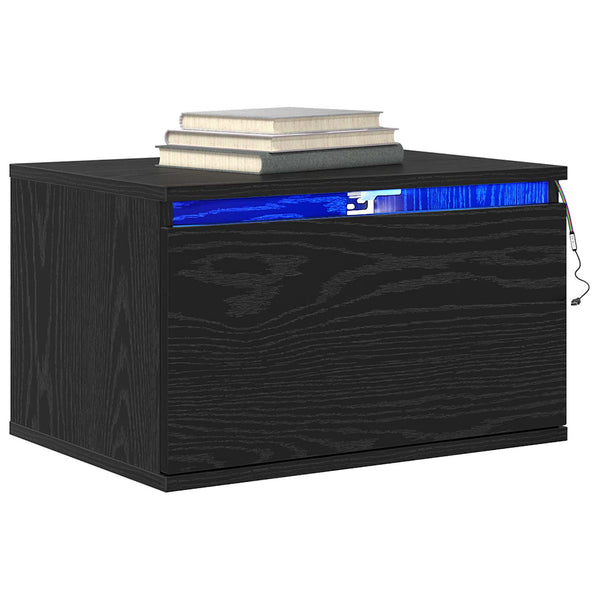 Wand-Nachttisch Schwarz Eiche mit LED