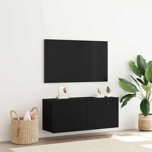 TV-Schrank Schwarz Eichen-Optik 100 cm
