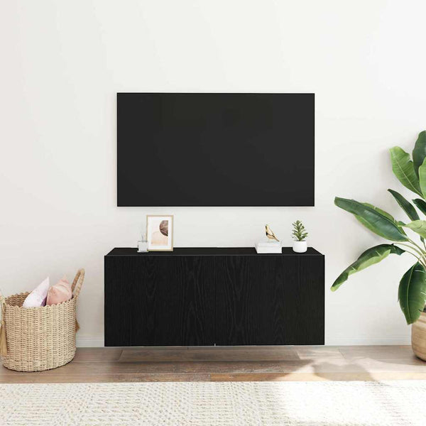 TV-Schrank Schwarz Eichen-Optik 100 cm