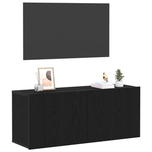 TV-Schrank Schwarz Eichen-Optik 100 cm
