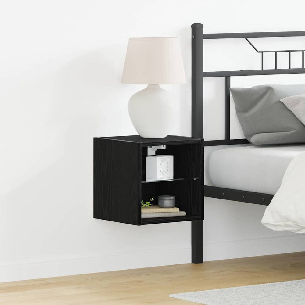 vidaXL LED Wall Nightstand Black 30 x 28.5 x 30 cm