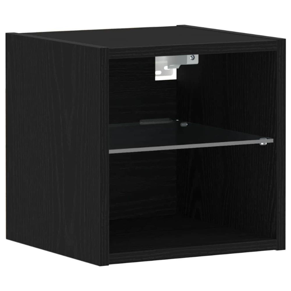 vidaXL LED Wall Nightstand Black 30 x 28.5 x 30 cm