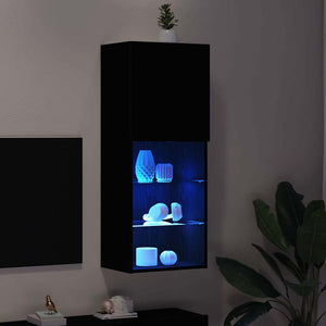 TV-Schrankset mit LED Eichen-Optik Schwarz