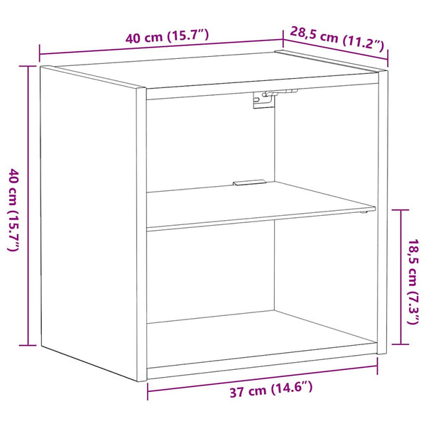 Schwebendes Regal mit LED Schwarz 40 cm