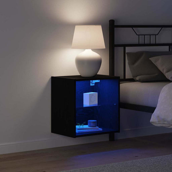 LED Wandregal Schwarz, 2er-Set