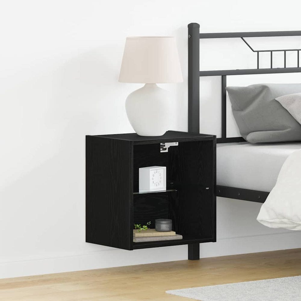 vidaXL Floating Shelf with LED Light 2 pcs Black Engineered Wood