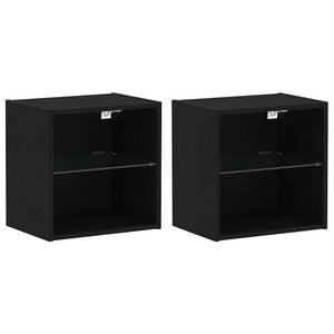 LED Wandregal Schwarz, 2er-Set