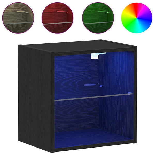 LED Wandregal Schwarz, 2er-Set